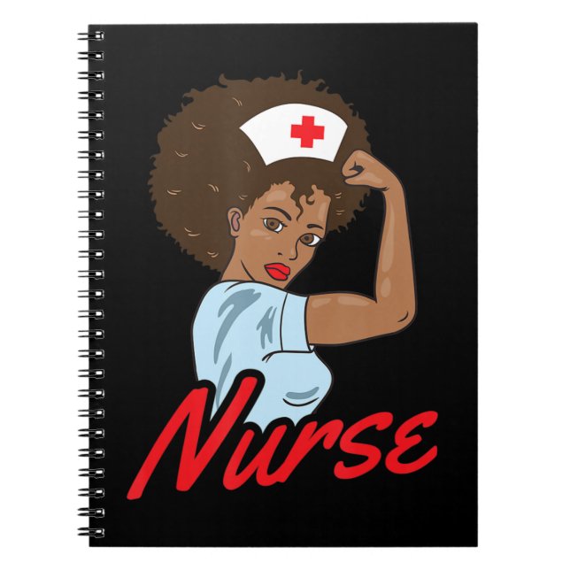 Caderno Espiral Melanin Black Nurse Clothing Gift Afro-Americano (Frente)