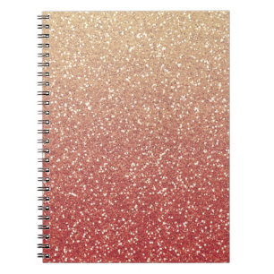 Caderno Espiral Melão Dourado Glittery