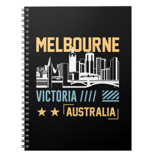 Caderno Espiral Melbourne Victoria Austrália Skyline Viagem Gráfic