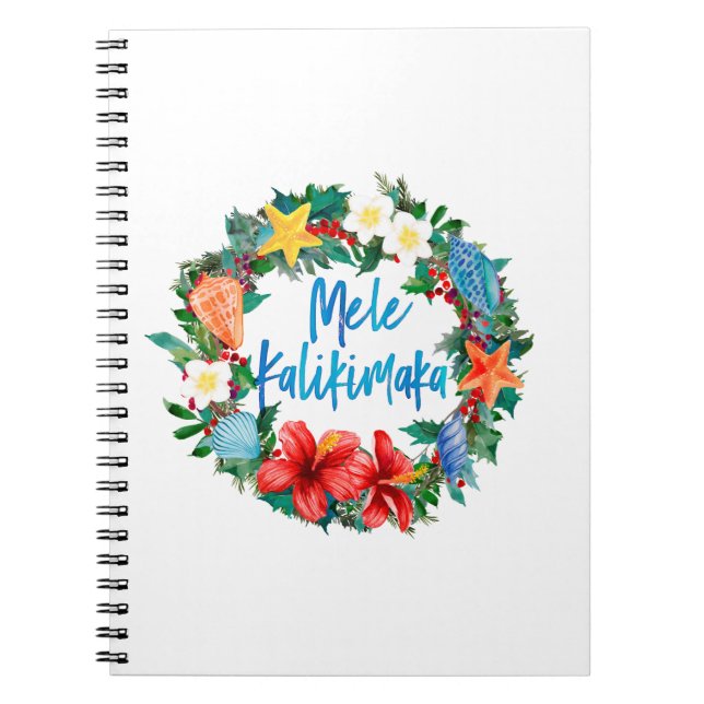 Caderno Espiral Mele Kalikimaka Hawaiian Christmas Wreath (Frente)