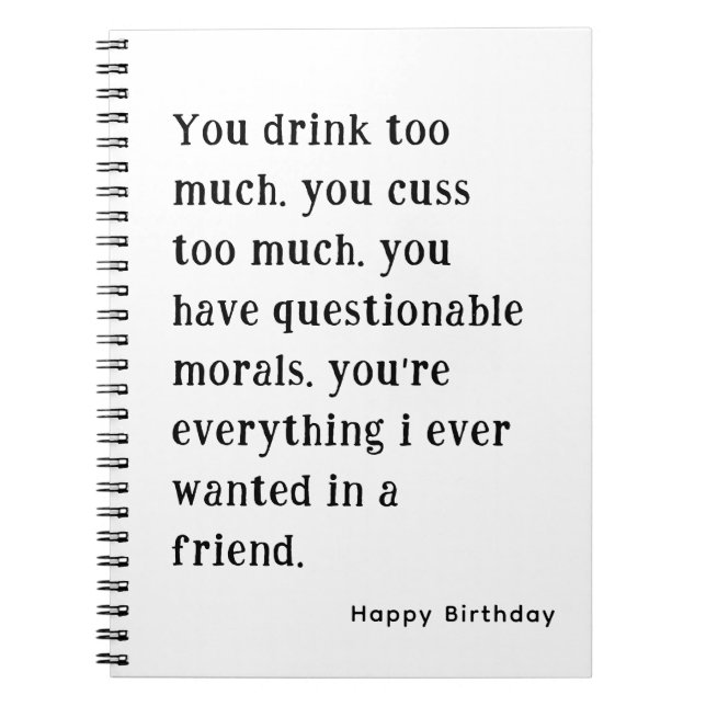 Caderno Espiral Melhor Amigo Feliz Aniversário Engraçado hilário (Frente)