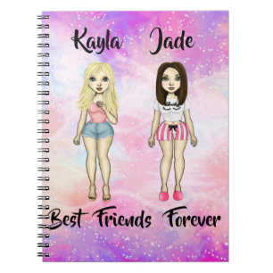 Caderno Espiral Melhor Amigos para Loira e Brunette Personalizados