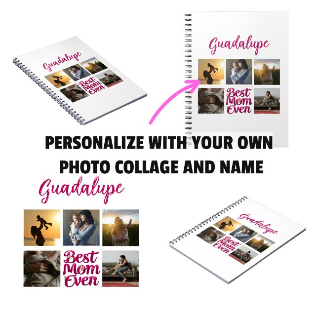 Caderno Espiral Melhor Colagem de Fotos da Mãe (Best Mom Ever Mother's Photo Collage Notebook)