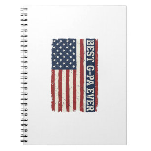 Caderno Espiral Melhor Desenho de Camisa Vintage da Bandeira Patri