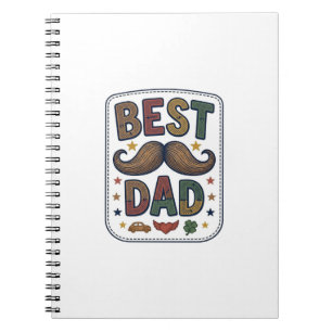 Caderno Espiral Melhor Design de Pai Bigode Vintage Vector Pai_1