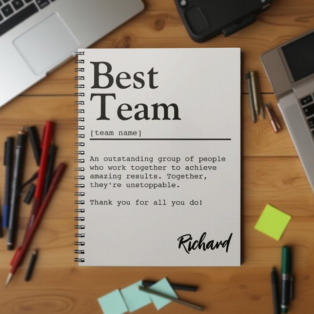 Caderno Espiral Melhor Espírito Personalizável de Equipe de Defini (Criador carregado)