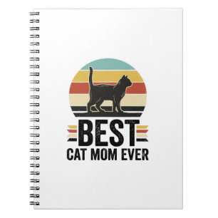 Caderno Espiral Melhor Mãe de Gato de Todos os Tempos Design Retro