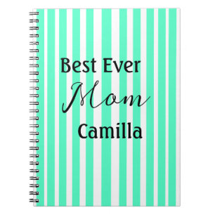 Caderno Espiral Melhor mãe de todos os tempos padrão listrado verd