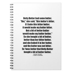 Caderno Espiral Melhor manteiga de Betty Botter (tornado de
