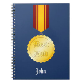 Caderno Espiral Melhor Medalha de Broche do Pai Dia dos Pais