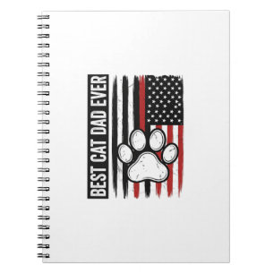 Caderno Espiral Melhor Pai de Gato Patriota Desenho de Bandeira de