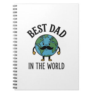 Caderno Espiral Melhor Pai do Mundo Earth Bigode Camisa Design_