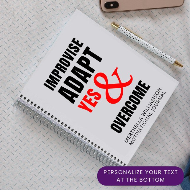 CADERNO ESPIRAL MELHORAR O ADAPTO SIM E ULTRAPASSAR A TECNOLOGIA (Motivational IMPROVISE ADAPT YES & OVERCOME Journal for improv fans. Ideal gift for Christians too)