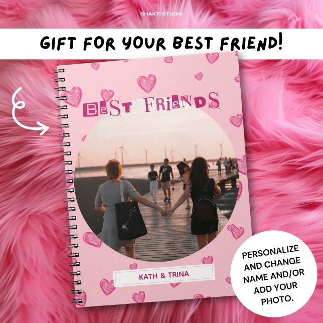 Caderno Espiral Melhores Amigos BFF Oferta Corações Rosa Bonitos F (Criador carregado)