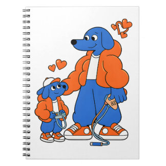 Caderno Espiral Melhores Amigos: Duo Pai e Filho Blue Dog (Laranja
