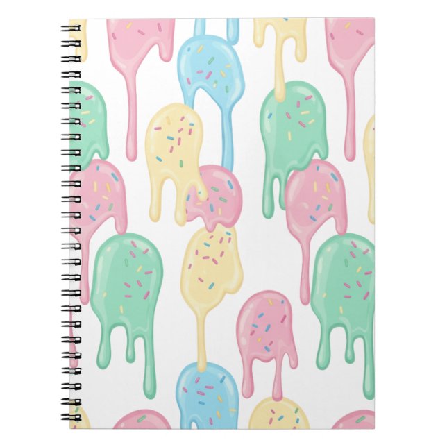 Caderno Espiral Melting Ice Cream and Sprinkles Pattern  (Frente)