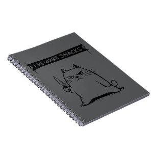 Caderno Espiral Meme de Gato Engraçado Eu Preciso de Lanches 