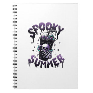 Caderno Espiral Memória Engraçada de Verão Skeleton Café Engraçado
