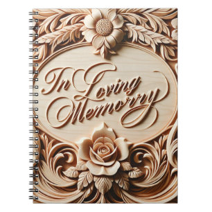 Caderno Espiral Memorial Faux Wood Funeral Guest / Fotografias