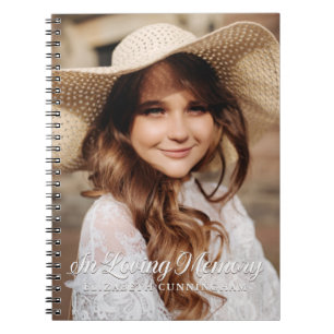 Caderno Espiral Memorial In Loving Memory Classic Elegant Photo