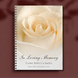 Caderno Espiral Memorial ou Funeral Guest Book Floral Rosa
