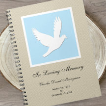 Memorial ou Funeral Guest Book Notebook - Dove
