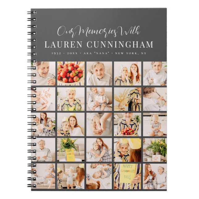 Caderno Espiral Memorial Simple Modern Minimalist 25 Colagem de Fo (Frente)