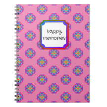Memórias felizes - Estrela Rosa Mandala Boho Noteb