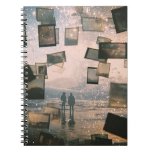 Caderno Espiral Memórias Flutuantes à Beira-Mar
