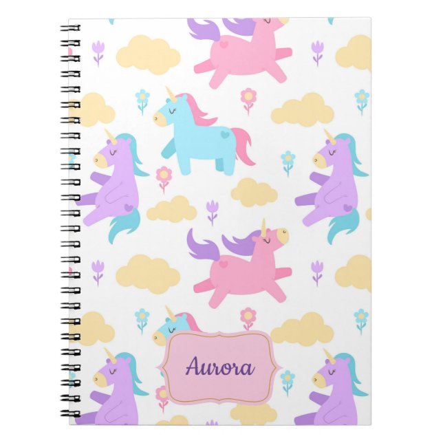 Caderno Espiral Memórias Mágicas: Notebook Unicórnio Personalizado (Frente)