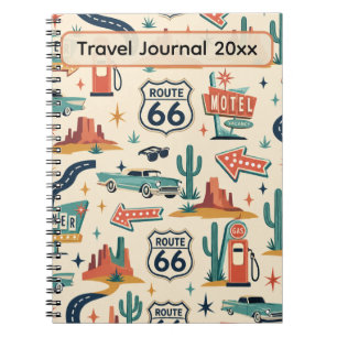 Caderno Espiral Memórias Personalizadas da Rota 66 em Viagens