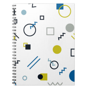 Caderno Espiral Memphis, arte geométrica legal, na moda, moderna