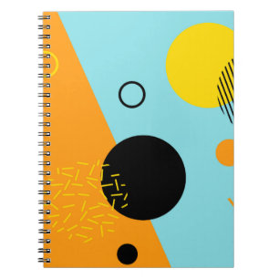 Caderno Espiral Memphis, hipster, tendências, ilustração legal