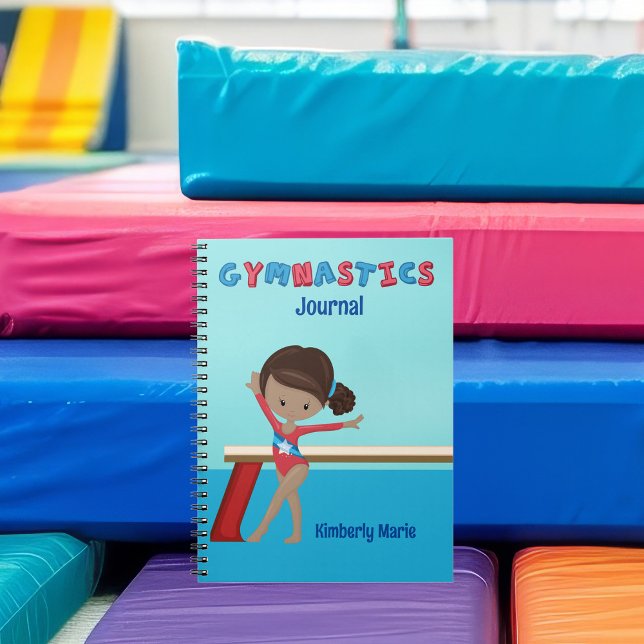 Caderno Espiral Menina Afro-Americana de Ginástica Fofa Personaliz (Criador carregado)