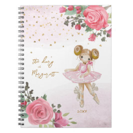 Caderno Espiral Menina Ballet Diário Floral Cor-de-Rosa Diário Ado