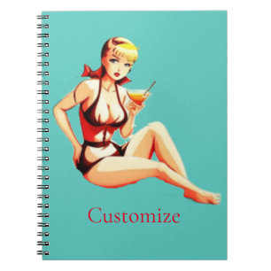 Caderno Espiral Menina Bikini, Loura-branca, Thunder_Cove