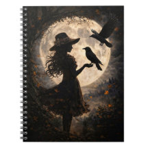 Menina Boho Mística e Diário da Lua dos Corvos