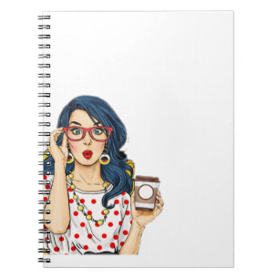 Caderno Espiral Menina bonito que guardara o copo de café
