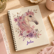 Menina Bonito Rosa Roxo Floral Cavalo Monograma