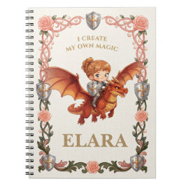 Caderno Espiral Menina Cavaleiro Caprichosa Dragão Aniversário Est