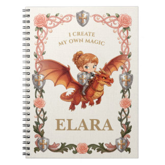 Caderno Espiral Menina Cavaleiro Caprichosa Dragão Aniversário Est