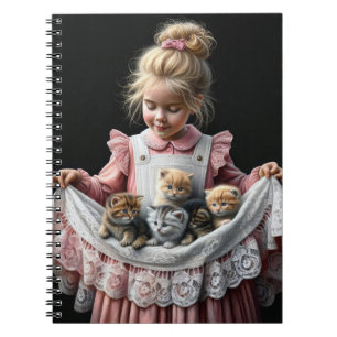 Caderno Espiral Menina Com Gatinhos Em Seu Apron