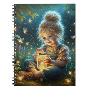 Caderno Espiral Menina Com Insetos De Relâmpago