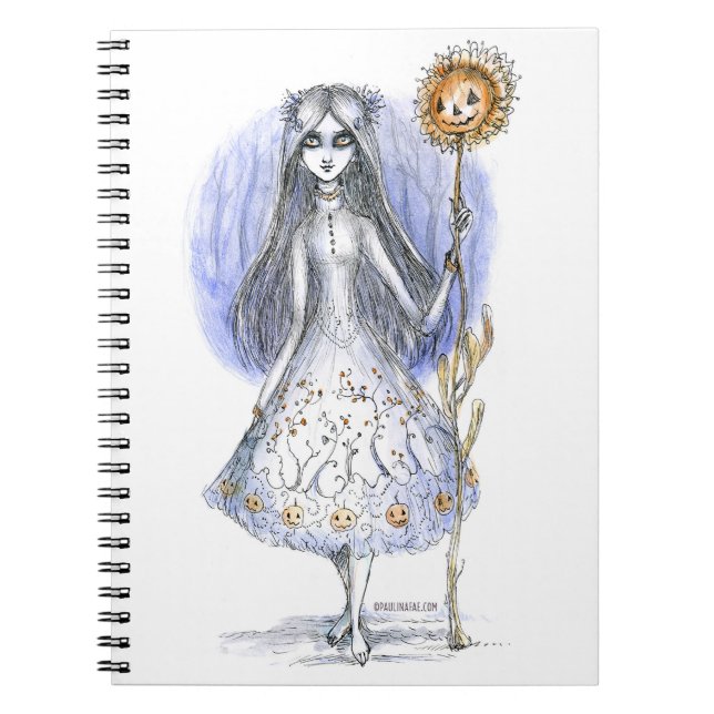 Caderno Espiral Menina com Pumpkinflower (Frente)