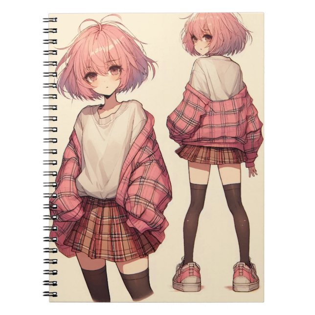 Caderno Espiral Menina da escola de animação (Frente)