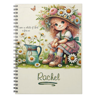 Caderno Espiral Menina daisy personalizada filha de Deus
