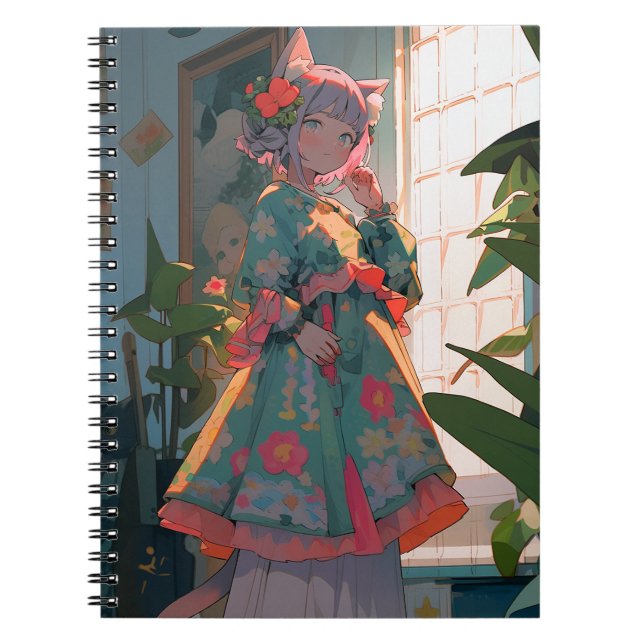 Caderno Espiral Menina de Animação Bela (Frente)