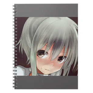 Caderno Espiral Menina de animação de cabelo prateado nas vozes do