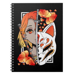 Caderno Espiral Menina de Animação Japonesa - Flores de Espada S
