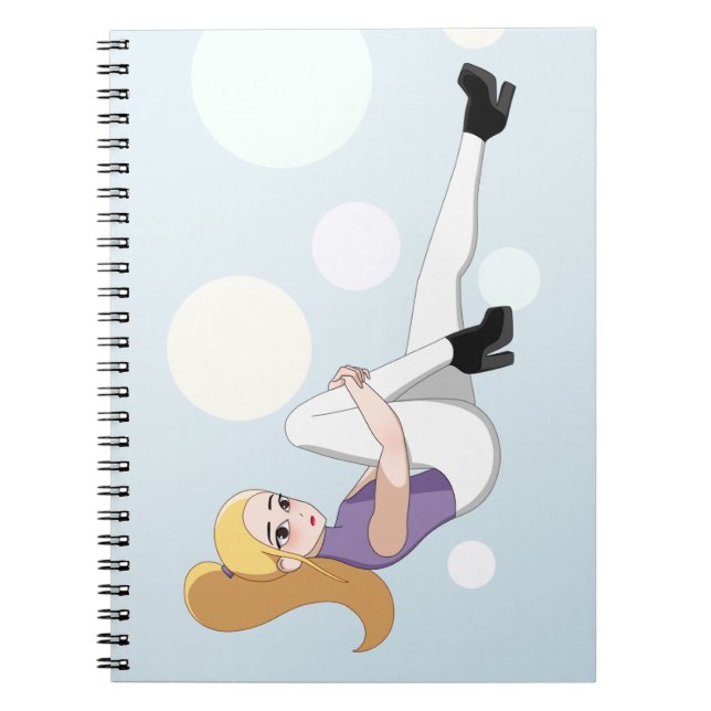 Caderno Espiral Menina de animação loira (Frente)